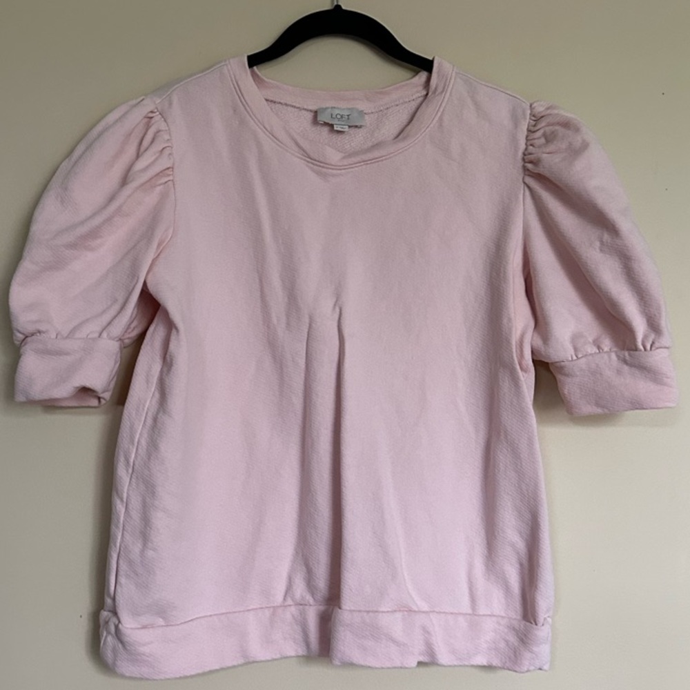 Loft Pink Puff Sleeve Top